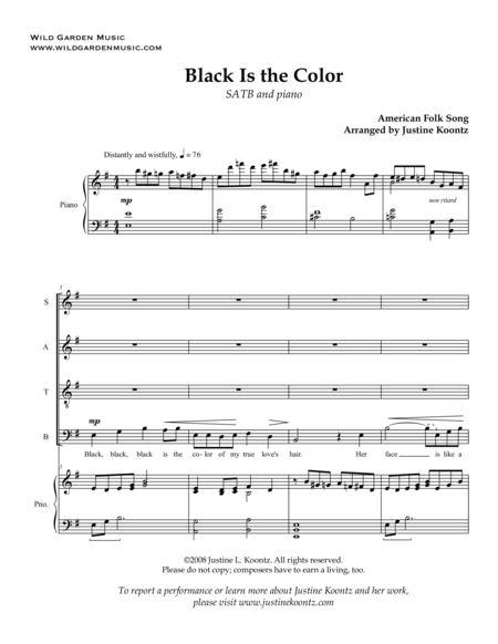 Black Is The Color Sheet Music