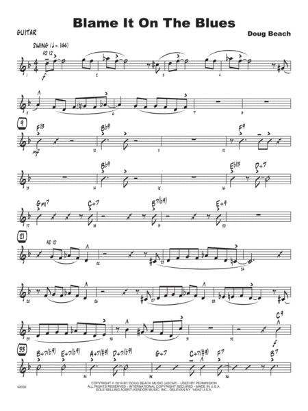 Blame It On The Blues Guitar Sheet Music