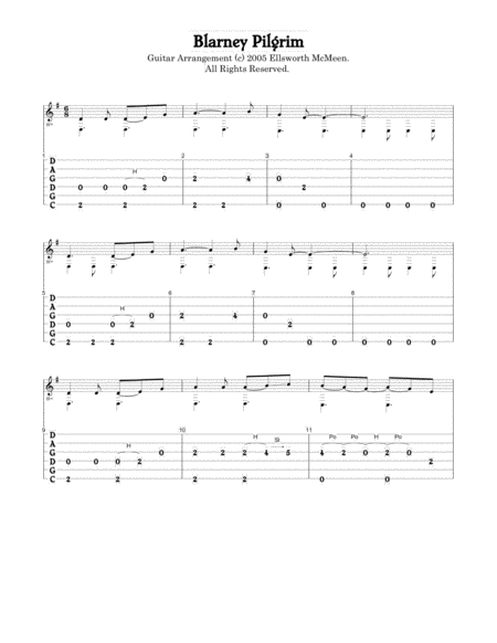 Blarney Pilgrim Jig Arranged For Fingerstyle Guitar Cgdgad Tuning Sheet Music