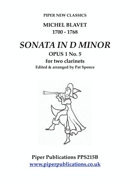 Blavet Sonata In D Minor Opus 1 No 5 For Two Clarinets Sheet Music