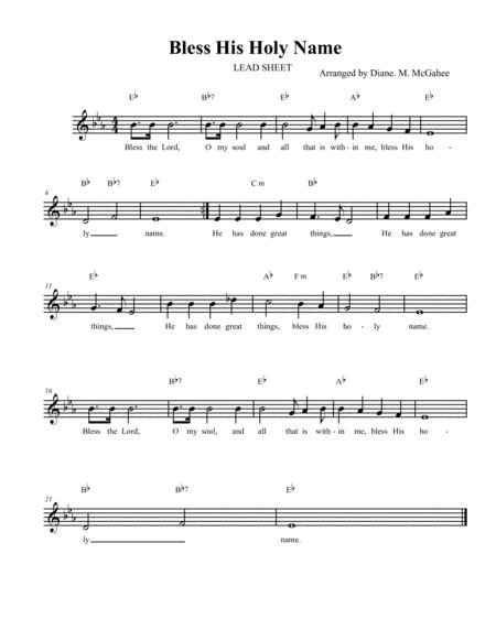 Free Sheet Music Bless His Holy Name Lead Sheet