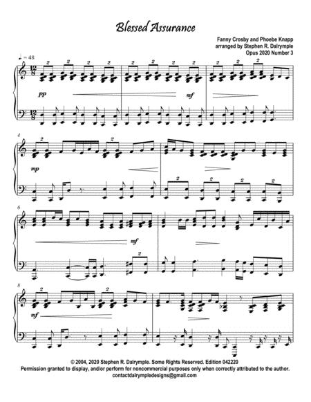 Blessed Assurance Quelle Assurance Piano Solo Arrangement By Stephen R Dalrymple Sheet Music