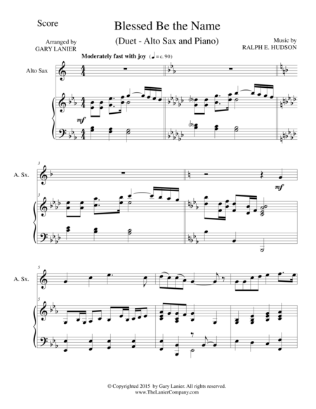 Blessed Be The Name Duet Alto Sax And Piano Score And Parts Sheet Music