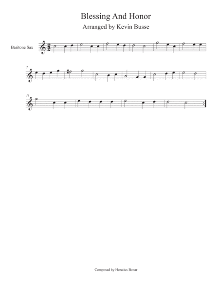 Blessing And Honor Easy Key Of C Bari Sax Sheet Music