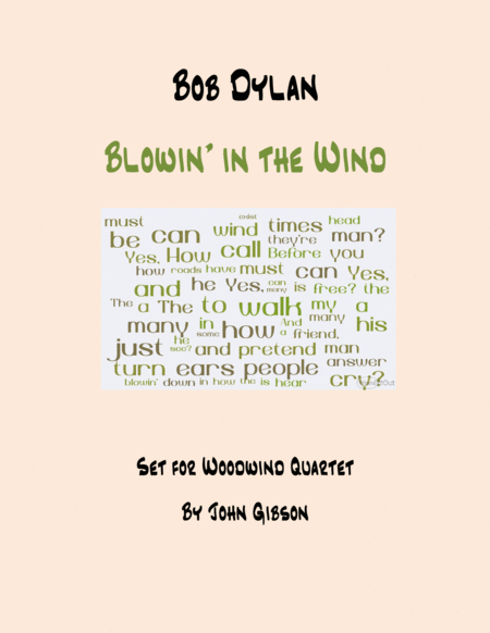 Blowin In The Wind Woodwind Quartet Sheet Music