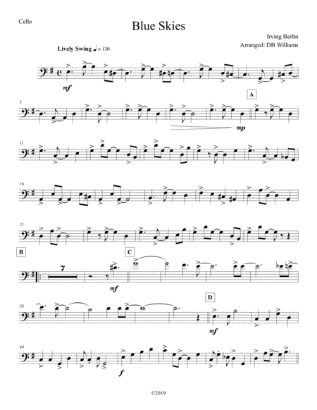 Blue Skies Strings Cello Sheet Music