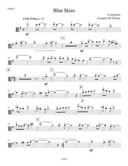 Blue Skies Strings Viola 1 Sheet Music