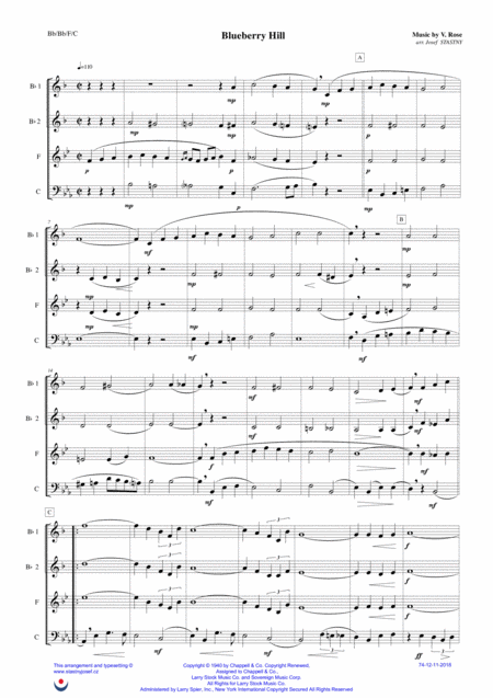 Free Sheet Music Blueberry Hill