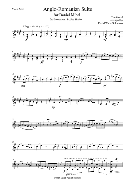 Bobby Shafto From Anglo Romanian Suite For Solo Violin Sheet Music