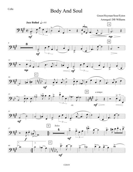 Free Sheet Music Body And Soul Cello