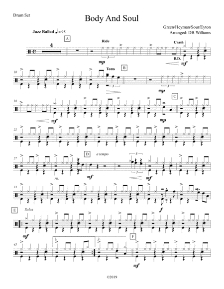 Body And Soul Strings Drum Set Sheet Music