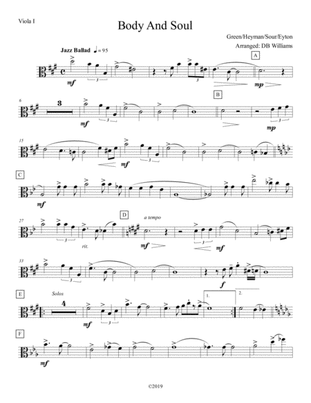 Body And Soul Viola 1 Sheet Music