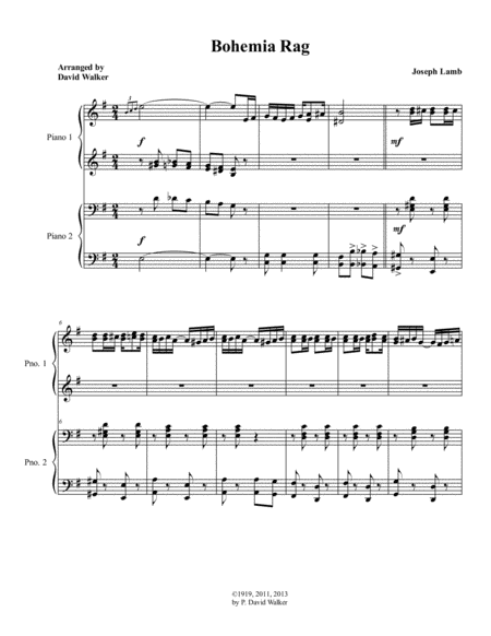 Free Sheet Music Bohemia Rag Piano Duet