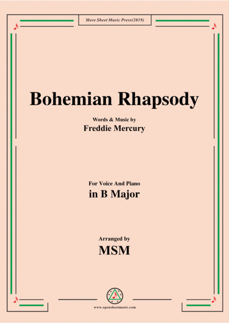 Bohemian Rhapsody In B Major For Voice And Piano Sheet Music