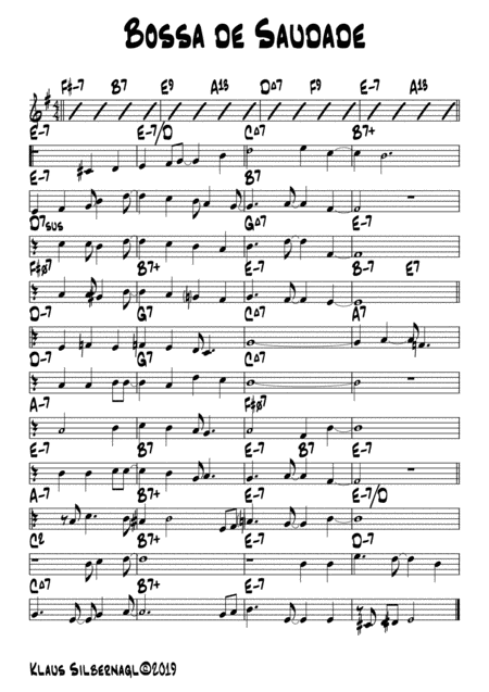 Bossa De Saudade Sheet Music