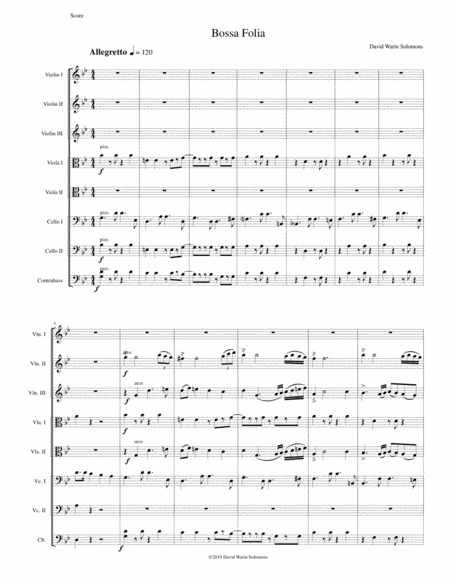 Free Sheet Music Bossa Folia For String Orchestra