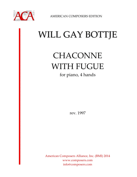 Bottje Chaconne With Fugue Sheet Music