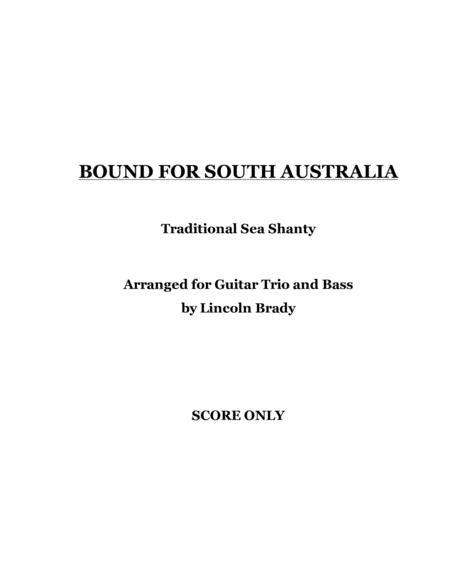 Free Sheet Music Bound For South Australia Guitar Ensemble Score Only