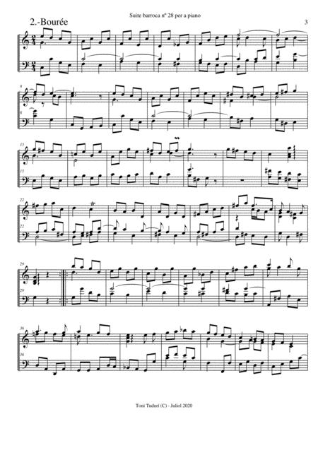 Boure Movement Of Baroque Suite N 28 For Piano Solo Sheet Music