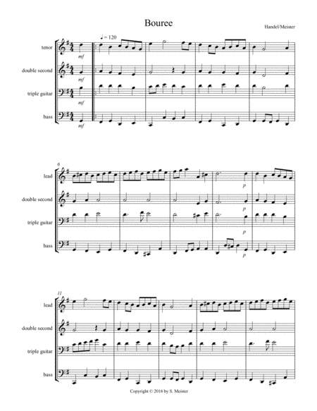Free Sheet Music Bouree For Steel Band