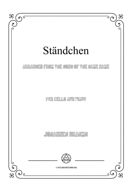 Free Sheet Music Brahms Stndchen For Cello And Piano