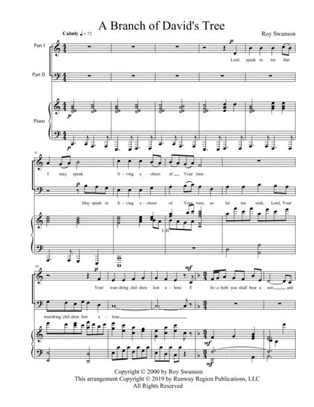 Free Sheet Music Branch Of Davids Tree Two Part Mixed