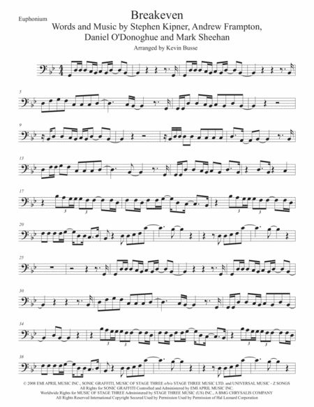 Breakeven Euphonium Original Key Sheet Music