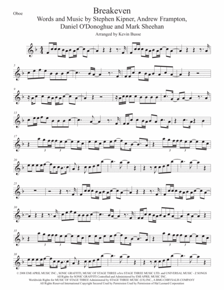 Breakeven Oboe Sheet Music