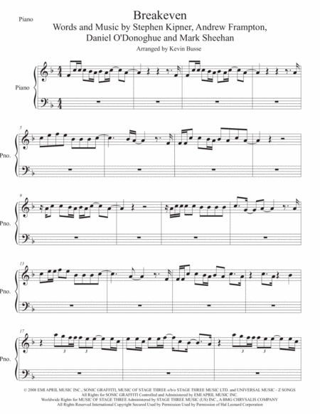 Breakeven Piano Sheet Music