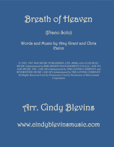 Breath Of Heaven Marys Song Arranged For Piano Solo Sheet Music