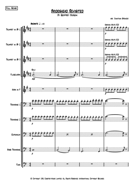 Brideshead Revisited For Brass Ensemble Sheet Music