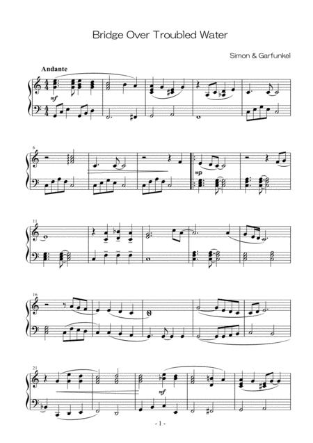 Free Sheet Music Bridge Over Troubled Water Easy Piano Solo