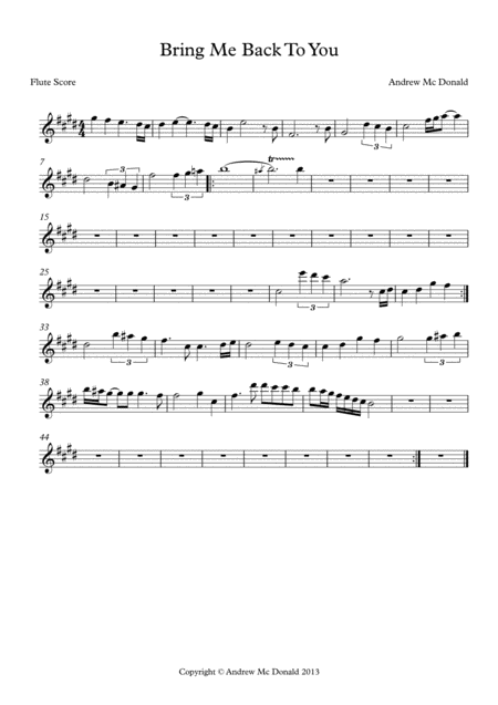 Free Sheet Music Bring Me Back To You Flute Score