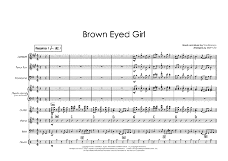 Brown Eyed Girl Rhythm Section 3 Horns Vocal Optional Synth Horns Sheet Music