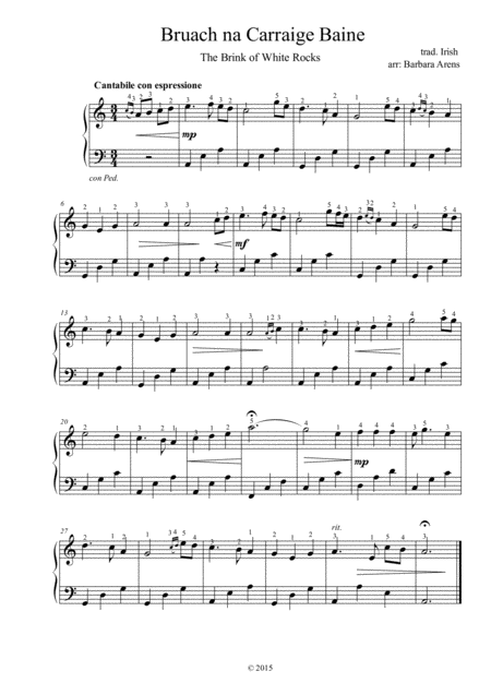 Bruach Na Carraige Baine The Brink Of White Rocks Easy Beautiful Arr Of Trad Irish Tune Sheet Music