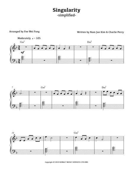 Bts Singularity Simplified Sheet Music