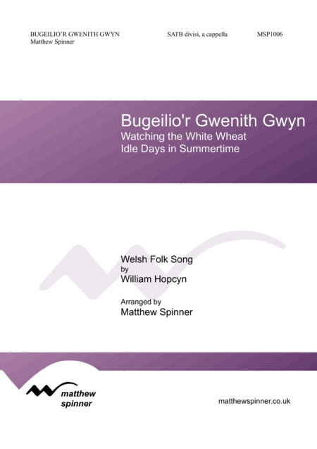 Bugeilio R Gwenith Gwyn Watching The White Wheat Satb A Cappella Sheet Music