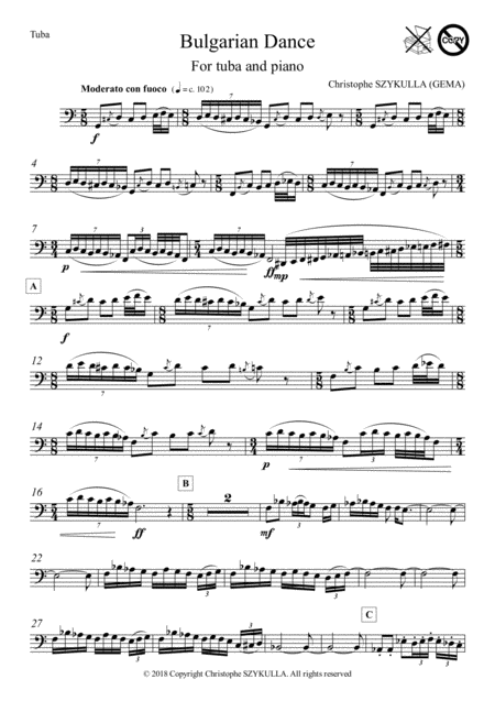 Bulgarian Dance For Tuba And Piano Sheet Music