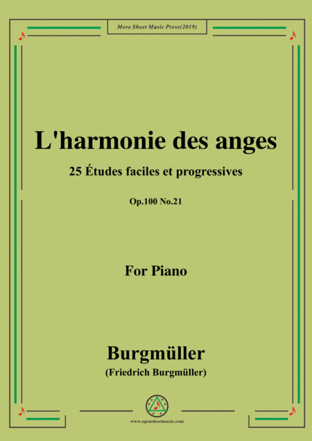 Burgmller 25 Tudes Faciles Et Progressives Op 100 No 21 L Harmonie Des Anges Sheet Music