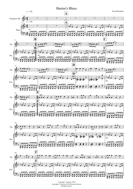 Free Sheet Music Burnies Blues For Trumpet And Piano