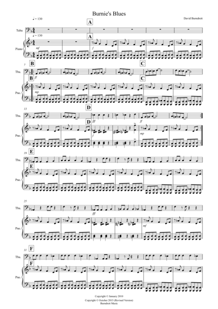 Burnies Blues For Tuba And Piano Sheet Music