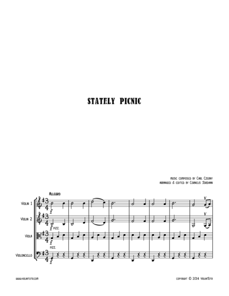 Free Sheet Music C Czerny Stately Picnic An Easy String Quartet