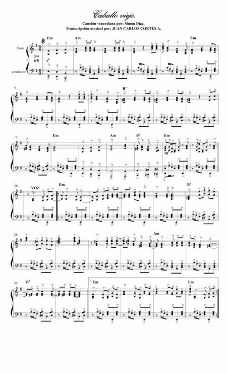 Free Sheet Music Caballo Viejo Tonada Llanera Venezolana Por Simn Narciso Daz Mrquez