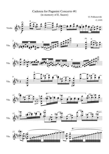 Free Sheet Music Cadenza For Paganini Concerto 1
