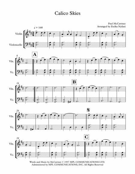 Calico Skies Sheet Music