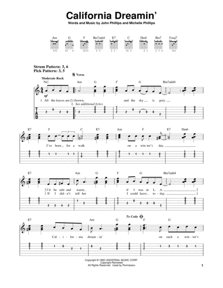 California Dreamin Sheet Music