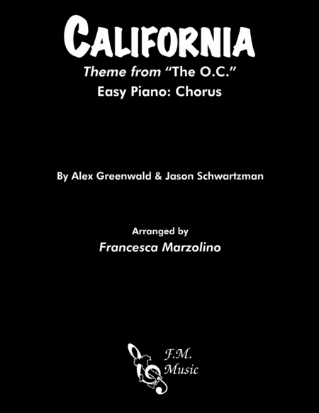 California Theme From The Oc Easy Piano Sheet Music