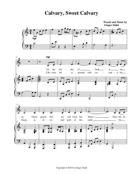 Calvary Sweet Calvary Sheet Music