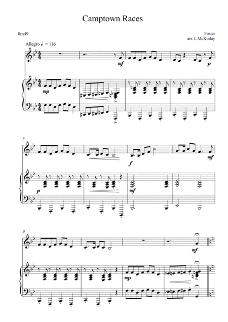 Free Sheet Music Camptown Races For Trumpet And Piano Accompaniment