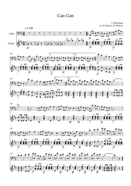 Can Can Jacques Offenbach For Cello Guitar Sheet Music